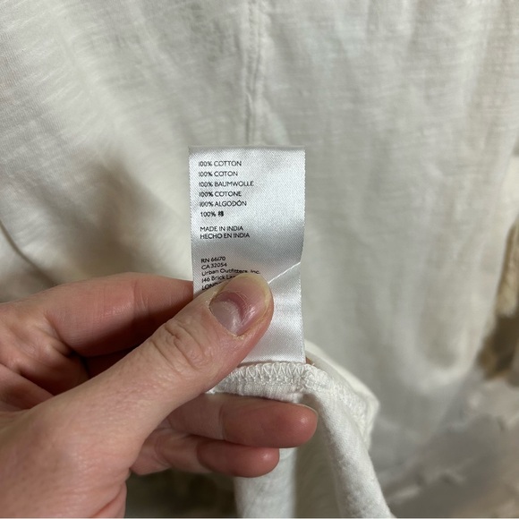 Anthro Pilcro Ivory Cotton Ruffle Shoulder Tee Coquette Cottagecore Women Medium - Picture 9 of 9